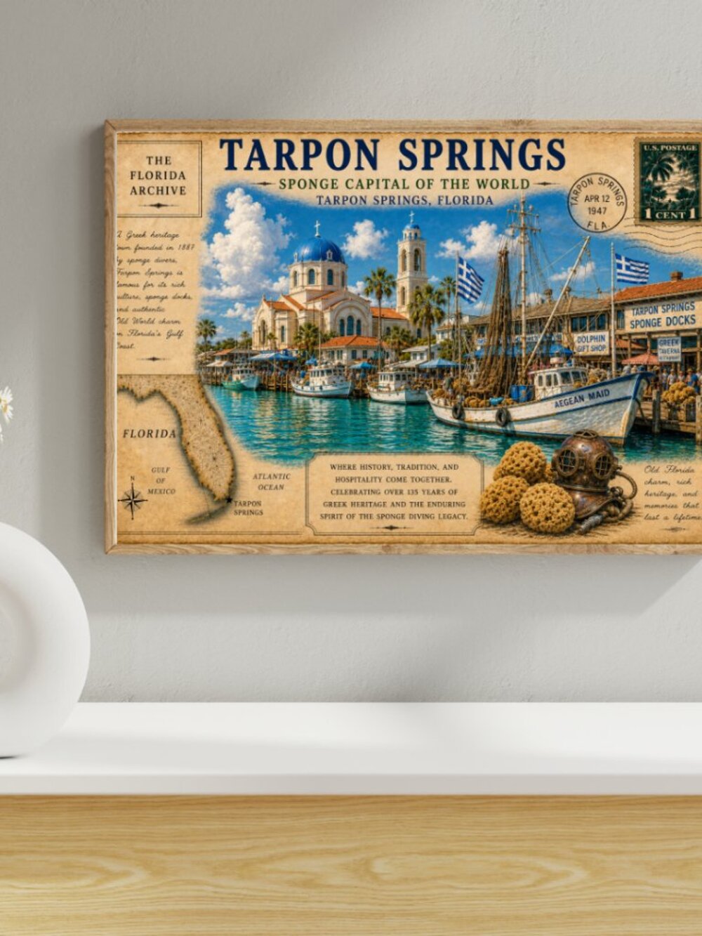 Tarpon Springs Florida Archive Print | Vintage Sponge Docks Wall Art - Picture 4 of 5